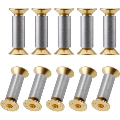 Vis À Manche Couteau 10 Paquets Rivets Boulons Fixation Tête Plate Hexagonale Dorée (1/4)