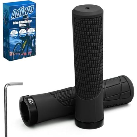 Poignées de guidon antidérapantes, 1 paire de grips vélo professionnels, poignées VTT adulte en caoutchouc souple anti-glisse, ergonomiques, livrées avec 1 clé Allen, compatibles avec la plupart des v