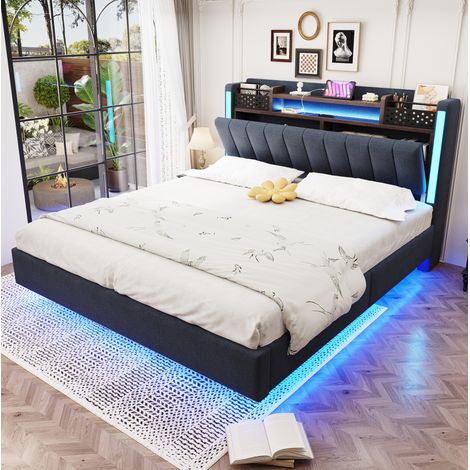Letto matrimoniale contenitore con USB e LED 140x200 OKMYHOME (1/5)
