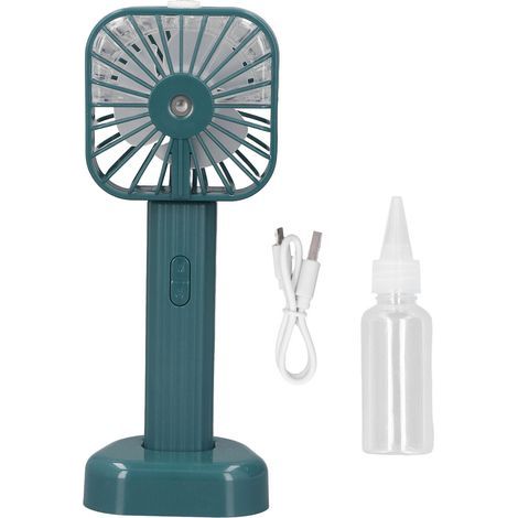 Ventilateur de brumisation portatif, alimenté par batterie, Rechargeable par USB, refroidissement par pulvérisation silencieux, pour les voyages en plein air, vert (1/5)