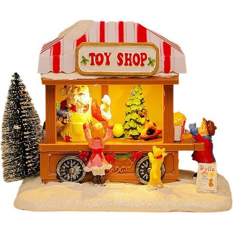 Décoration de Noël - - Maison de Neige - Lumières et Musique - Résine - Intérieur (1/4)