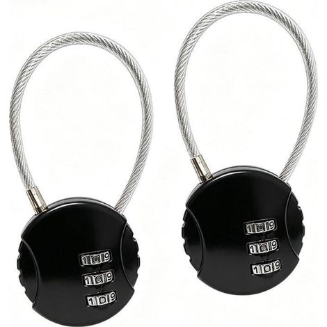 2er Set Zahlenschlösser 20cm Stahlseil wasserdicht für Außenbereich zurücksetzbar