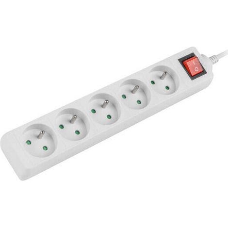 LANBERG 1.5M WHITE LANTERGE CURVE 5X 230V PL WITH CIRCUIT BREAKER, FULL COPPER (1/4)
