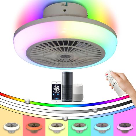Ventilateur De Plafond Silencieux Avec Lumiere Et Télécommande LED Réglable Enfant Petit Plafonnier Ventilateur Design 6 Vitesses Moteur Dc Pour Chambre Salon (1/5)