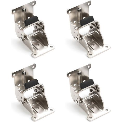 Bisagras plegables - Soporte plegable para patas de mesa - Adecuado para patas de mesa y bancos - Plateado - Juego de 4 (1/5)