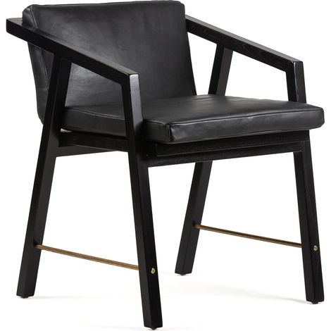Sillon 51X54X70 Madera/Cuero Negro/Metal Dorado (1/5)