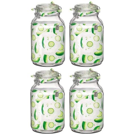 Lot de 4 bocaux hermétiques à bouchon mécanique, bocal pot de conservation, capacité 4 L - Ø 16 x Hauteur 27.9 cm (1/3)