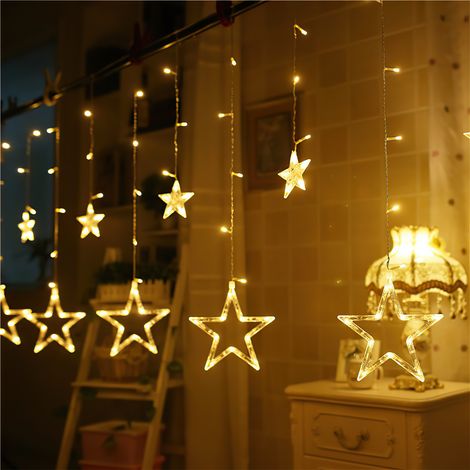 Wolketon Ghirlanda di stelle 138LED luci di cortina di stelle 8 modalità di illuminazione decorazione interna/esterna di Natale luci di ghirlanda impermeabile