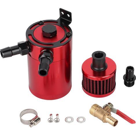 Shanrya Catch Can, construit avec Filtre en Acier Inoxydable 3 / 8in Npt Kit de Voiture réservoir d'huile, pour véhicule(Red) (1/5)