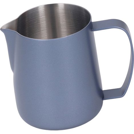 Mousseur à lait pichet en acier inoxydable épaissi, bec verseur, tasse à mousser 450 ml bleu roi (1/5)