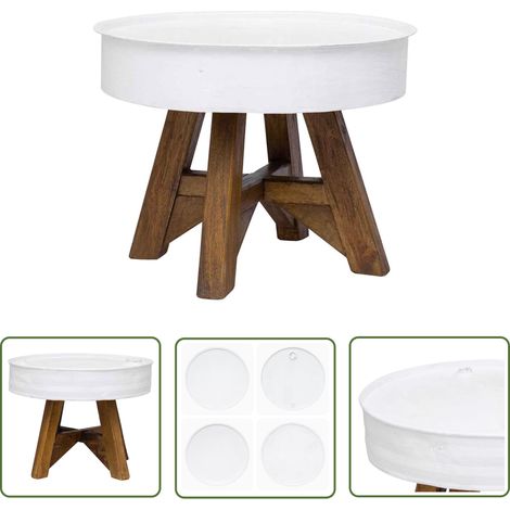 The Living Store Table basse Bois de récupération massif 60x45 cm Blanc - Table Basse Industrielle - Table Basse Bois Recyclé - Table Basse Vintage - Meubles Industriels - Décoration Intérieure Modern (1/5)