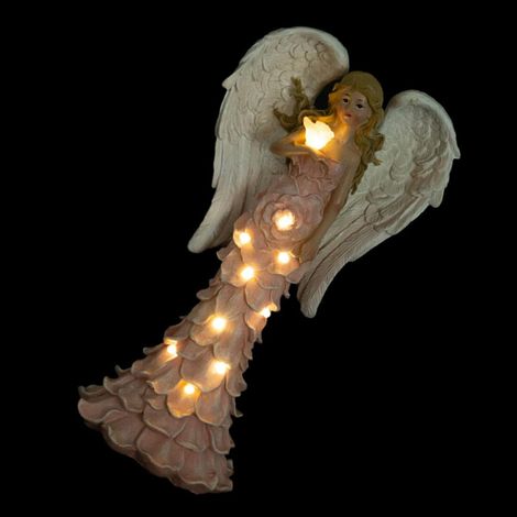 Lampe Solaire d'ange en Résine Décorative pour Jardin et Balcon Extérieur, Lumière D'ambiance Rose en Résine Design Délicat et Fonction Décorative (1/5)