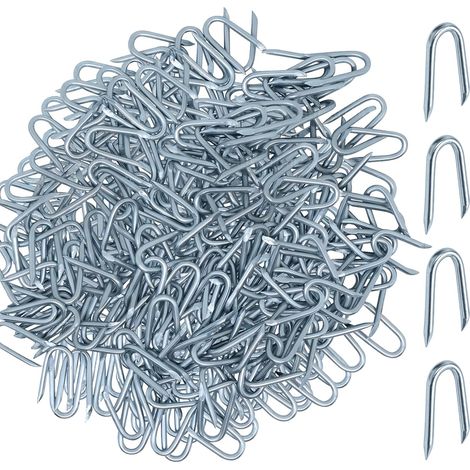 300 Pcs Clou en U pour Grillage, Agrafes de Fixation, Cavaliers de Clôture Galvanisées, pour Fixation de Fils de Clôture, Grillage Jardin, Clôtures à Piquets, Toiles anti-mauvaises herbes (1/5)