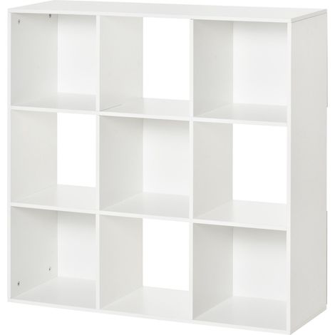 Bibliothèque HOMCOM à 3 niveaux, meuble de rangement à 9 cases, bibliothèque autoportante, séparateur de pièce, étagère d'exposition, 91,5 x 29,5 x 91,5 cm, bois