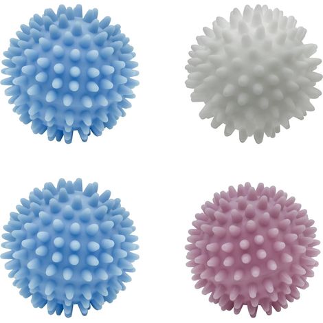 Lot de 4 boules de lavage réutilisables (bleues, violettes et blanches) - Non toxiques et anti-emmêlement, ces boules de lavage pour machine à laver et sèche-linge sont également antistatiques pour ad (1/5)