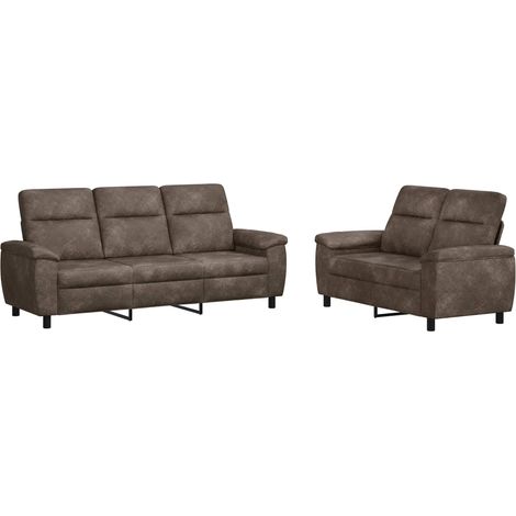 Ensemble de canapés 2 pièces Gris foncé Simili daim - 214 × 90 × 95 cm (1/5)