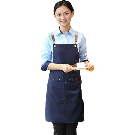 Tablier De Chef - Toile Coton Lavée Épaisse - Dos Croisé Réglable - Pour Cuisine Pâtisserie Barbecue Atelier - 68,5 x 76 cm - 1 Pièce (1/5)