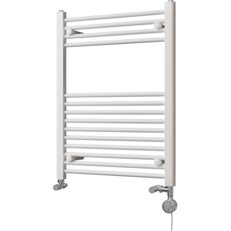 Zennor - White Dual Fuel Towel Rail H800mm x W600mm Thermostatic - Straight (1/3)