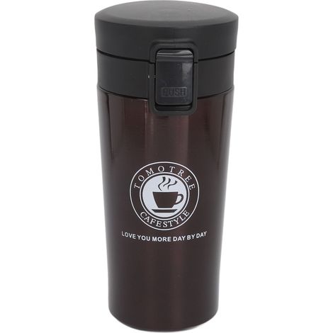 380 ml Edelstahl-Isolierbecher, doppelwandig mit Schnappverschluss, tragbar für Kaffee (1/5)