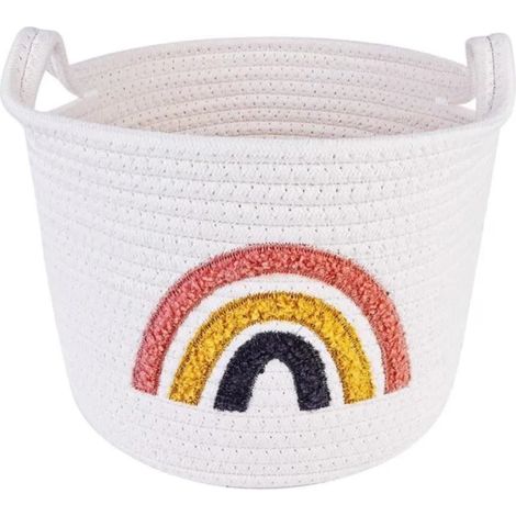 Panier de rangement en corde de coton,panier tressé arc-en-ciel panier à linge tressé, panier de rangement tressé pour serviettes