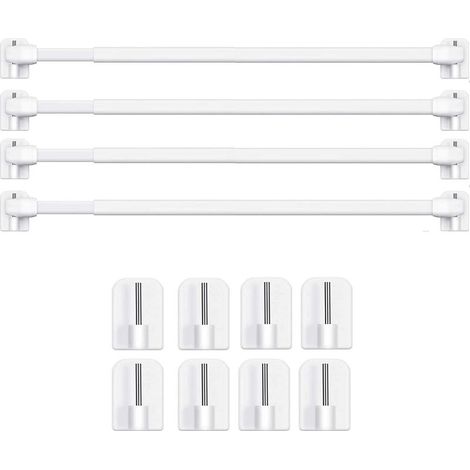 Lot de 4 barres extensibles pour tringle à rideau adhésive, installation sans perçage, longueur 40-60 cm, plastique de qualité (1/4)