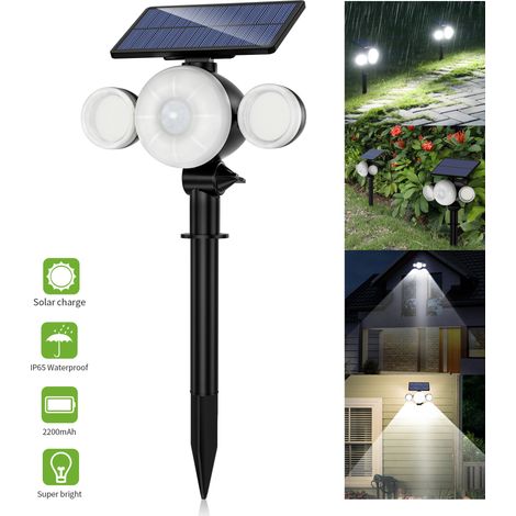 Projecteur solaire de jardin extérieur ultra-puissant à 88 LED, étanche, avec détecteur de mouvement et orientation à 360°, sans fil.