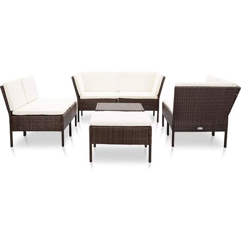 Maison Exclusive - Set Divani da Giardino 8 pz con Cuscini in Polyrattan Marrone (1/5)