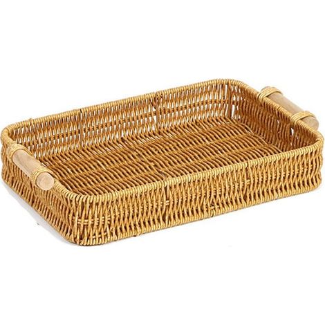 Panier à pain et légumes grande capacité rond en osier, corbeille marron pour servir pommes de terre et oignons (1/4)