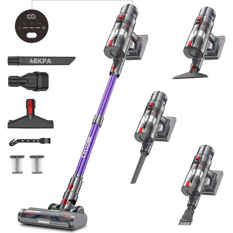 Aspirateur balai sans fil 580W – Aspiration 48 kPa – Autonomie 70 min – Filtration HEPA – Écran tactile LED – Brosse anti-emmêlement (1/5)