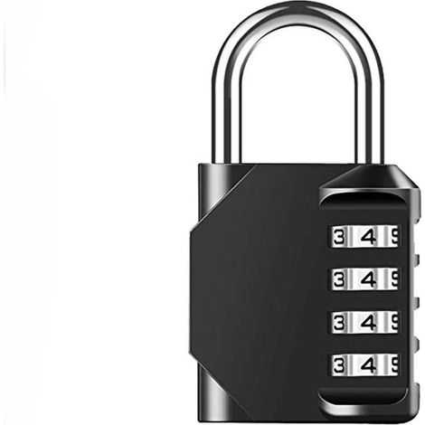 Cadenas à combinaison mécanique à 4 cadrans, sécurité sans clé, antivol, en alliage de Zinc, universel pour armoire, boîte à outils, noir.