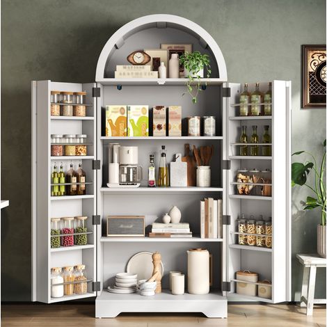 MEUBLIV Aparador alto 70x35x170 cm blanco – nicho abierto y almacenamiento (1/5)