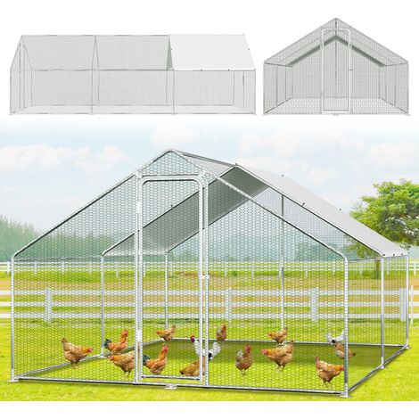 Jiubiaz Recinto para gallinas con parque vallado de 3 x 6 x 2 m, para pollos, con cerradura de seguridad y tela PE impermeable