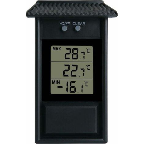 Thermomètre de Serre, Moniteur de Thermomètre Numérique à Effet de Serre Numérique Min Étanche Résolution de 0,1 ° C, Plage de Température de -20 à 50 ° C, Alimenté par Batterie Murale (Noir)1383cm