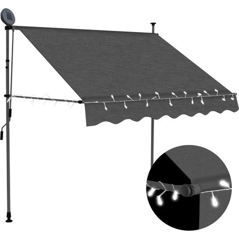 Auvent manuel rétractable  Store banne  Marquise avec LED 150 cm Anthracite NDTN2141375 (1/5)