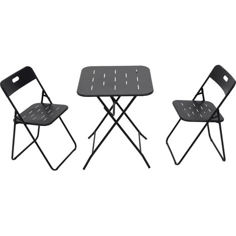 Ensemble table chaise jardin pliant acier noir OKMYHOME (1/5)