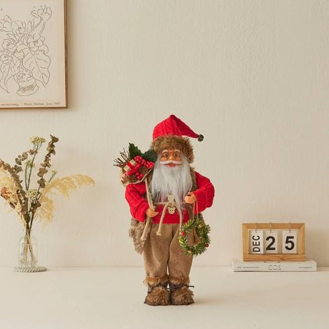 Ochine Statuetta Babbo Natale 45 cm – Tessuto Non Tessuto e Plastica, Design Tradizionale Elegante – Decorazione Natalizia Artigianale Leggera per Interni, Soggiorno e Tavola (1/4)