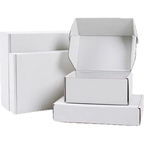 Boîte en carton 25 x 20 x 7 cm, boîte de transport blanche (1/4)