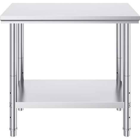 Table de préparation en acier inoxydable, 900x600x800 mm, capacité 700 lbs, plan de travail robuste à 3 hauteurs réglables, pour cuisine, garage, restaurant ou jardin. (1/5)