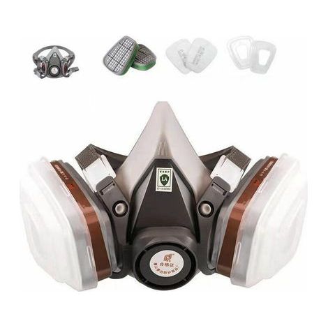 7 pièces ensemble 6200 masque à gaz demi-masque anti-poussière gaz chimique peinture en aérosol odeur anti-fumée décoration masque de protection (1/4)