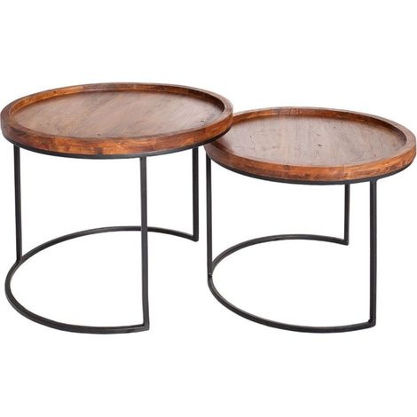 Nesting-Beistelltische ORBO rund – Massivholz Akazie und Metall