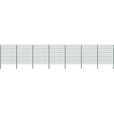 Fence Panel with Posts Iron 1212x200 cm Green vidaXL