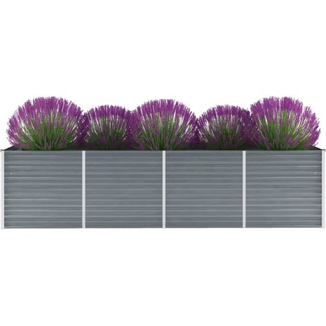 Garten-Hochbeet Verzinkter Stahl 320x80x77 cm Grau