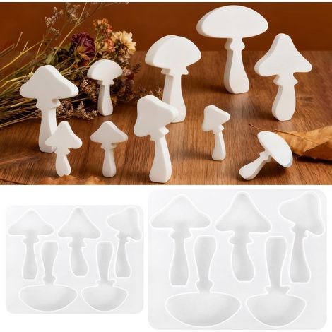10x Moule en silicone champignon pour coulée résine époxy, cire, plâtre