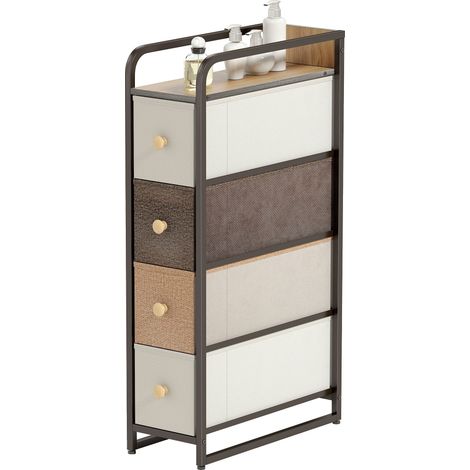 Cassettiera portaoggetti da camera da letto 20 x 47 x 84.5 cm quattro cassetti profondi salva-spazio moderna in tessuto non tessuto grigio 210003779