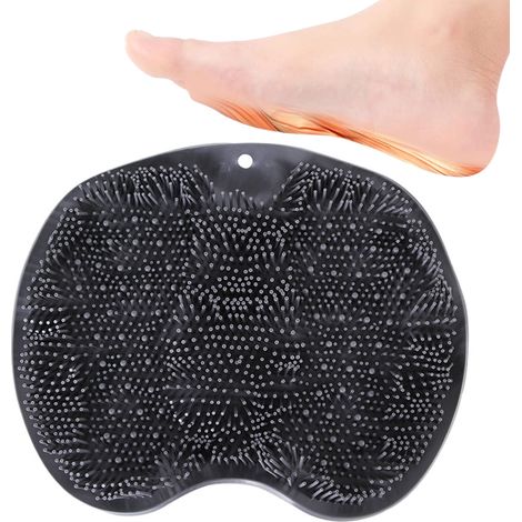 1 Tapis de bain exfoliant, silicone antidérapant, 104 picots massage, élimine peaux mortes, douche seniors (1/5)