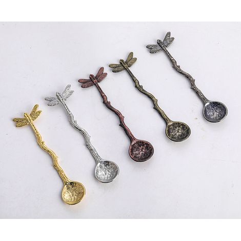 Cuillère À Café Et Glace Style Palais Vintage Motif Libellule - Pour Thé De L'après-midi Dîner En Famille Bar - Lot De 6 (1/5)