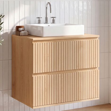Mueble bajo VICTOR 2 cajones suspendidos efecto listones