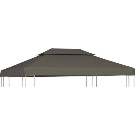 Toile supérieure de belvédère Rapide à Installer Tonnelle Tente Pavillon - 2 niveaux 310 g/m² 4x3 m Taupe BV986838 - BonneVie (1/4)