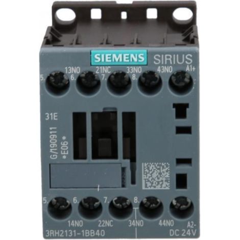 Contacteur auxiliaire 3NO 1NC bobine 24V DC S00 borne à vis Sirius 3RH2131-1BB40