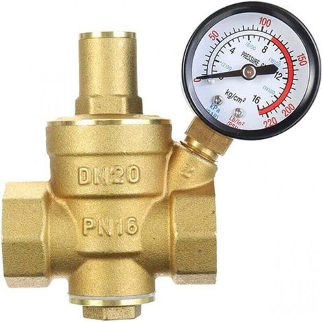 Réducteur De Pression D'eau Réglable En Laiton DN20 Avec Manomètre Pour Contrôle Précision
